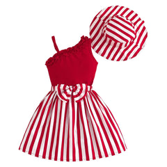 Summer Western Style Short Sleeved Small Floral Shawl Princess Style Girls' Dress Girls Coral Dress