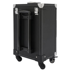 Professional Makeup Train Case with 45 Slots, Silent Wheels, Telescopic Handle, Removable Bag, Spacious Storage for Beauty Tools