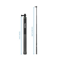 32-120cm Selfie Stick Carbon Fiber Camera Stand Bracket 1/4In Sports Camera Mount for GoPro Hero 12/11/10 Insta360 X3/X2/One