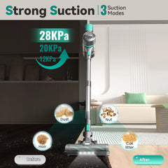DEVOAC S10K Cordless Vacuum Cleaner, 28Kpa Suction 3 Modes Handheld Stick Vacuum for Carpet, Pet Hair, Hard Floor