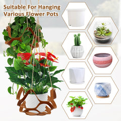 2Pcs Hanging Basket 9/12Inch PU Leather Flower Pot Hanger Garden Hanging Planter Display Rack Set for Indoor Outdoor Home Decor