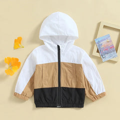 Toddler Boys Zip Up Hoodies Jacket Contrast Color Hooded Long Sleeve Coat Fall Winter Kids Clothes Outerwear
