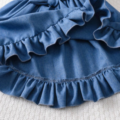 Toddler Girls Sleeveless Denim Ruffles Suspenders Dress Dance Party Princess Dresses Clothes Toddler Girl Outfit