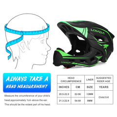 2-in-1 Kids Bicycle Helmet Child Sports Safety Cycling Protection Full Face Helmet Bike Roller Skating Helmet Guard for Cycling