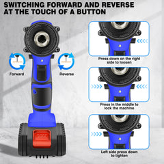 BRIEFNESS 21V Cordless Drill & Electric Screwdriver 45Nm, 2-Speed, LED Light, 26PCS Kit with Li-Ion Battery for Home DIY Blue