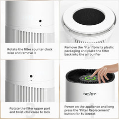 HEPA Air Purifier for Large Rooms for Household HEPA Filter Efficient Purifying Smoke, Pollen, Pet Dander, and Dust Air Purifier