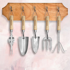 WORKPRO 8-Piece Pink Garden Tool Set, Stainless Steel Gardening Tools with Wood Handle, Including Garden Tote, Gloves, Trowel