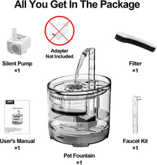 NPET Cat Water Fountain WF050TP 1.5L Automatic Pet Drinking Fountain with Replacement Faucet Kit