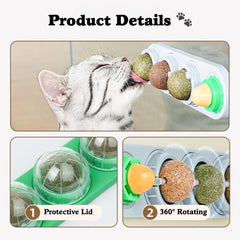 4 Pet Herb Silvervine Ball Toys, Extra Cat Energy Ball, Consumable Cats Lick Kitten Chew, Teeth Cleaning Dental Wall Treats