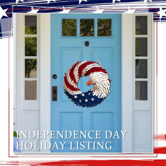 American Flag Eagle Wreath 4th of July Wreath Memorial Day Wreath for Front Door Decorations