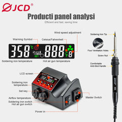 JCD 8898Pro Soldering Station 2 IN 1 750W Hot Air Gun LCD Dual Digital Display Soldering Iron SMD Welding Rework Station Tools