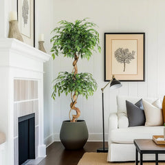 1Pcs Artificial Plants Ficus Tree 5ft Large Green Birch Fig in Pot Large Plants in Pot for Indoor Outdoor Home Office Garden Mod