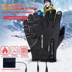 Sports Gloves Winter Men Women Touch Screen Gloves Motorcycle Fleece Zipper Warm Waterproof Cycling Windproof Non-slip Gloves