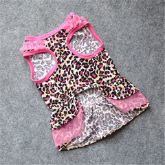 Puppy Apparel Summer Dog Cute Cat Dress Pet Small Clothes Pet Leopard Pet clothes Dog Sleds Training