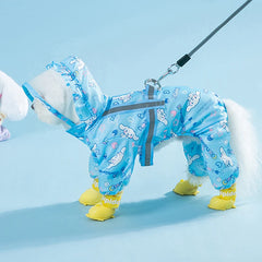 Cinnamoroll Pet Raincoat Waterproof Hood Rain Jacket for Dogs of all Sizes - Keep Your Pup Dry and Stylish