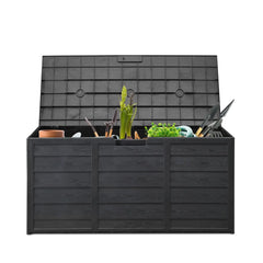 75 Gallon 280L Outdoor Plastic Storage Deck Box Chest for Garden Tools, Cushions & Toys - Lockable Black Seat