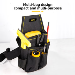 Deli 25x12cm Tool Waist Bag Black,Durable and Lightweight with Multiple Pockets, Convenient for Carrying Tools During Work