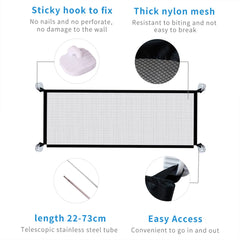 Dog Safety Gate Pet Safe Mesh Fence Portable Folding Baby Safety Gate Install Anywhere 180*72CM/ 110*72CM