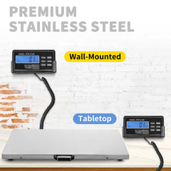 VEVOR 880Lbs1100 Digital Livestock Scale Large Pet Vet Scale Stainless Steel Platform Elect Ronic Postal Shipping Scale