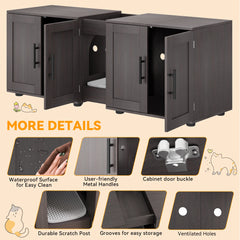 Litter Box Enclosure for 2 Cats, Cat Hidden Litter Box Enclosure Furniture with Double Room, Wooden Enclosed Cat Litter Box