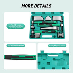 9pcs Auto Body Panel Fender Hammer Dolly Set Metal Body Hammer and Dolly Set Dent Repair Tools for Auto/Mechanical Repair
