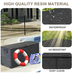 75gal Outdoor Garden Plastic Storage Deck Box Chest Tools Cushions Toys Lockable Seat