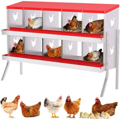 6 8 10 Grids Chicken Nesting Box for Laying Eggs Roll Away Nesting Boxes Easy Egg Collection Cleanable Pull Out Hen Roosting Box