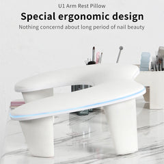 U-shaped Nail Art Hand Pillow PU Leather Detachable Stand Tilt Design Comfortable Nail Art Pad Two Hands Nail Art Tools