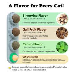 4 Pet Herb Silvervine Ball Toys, Extra Cat Energy Ball, Consumable Cats Lick Kitten Chew, Teeth Cleaning Dental Wall Treats