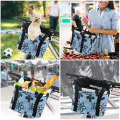Bike Basket Collapsible Bicycle Handlebar Basket Quick-release Cycle Pet Dog Cat Carrier Bag