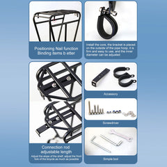 Bike Front Cargo Rack Steel Bicycle Front Fork Luggage Bracket Adjustable MTB Bike Side Mount Bag Stand For Cycling Accessories