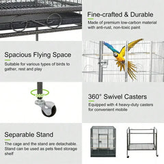 Bird Cage Large Play Top Bird Parrot Finch Cage Macaw Cockatoo Pet Supplies 53