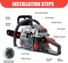 Gas Powered Chainsaw 20IN 6220G 62CC 2-Cycle Gas Powered Chainsaw Handheld Cordless Petrol Gasoline Chain Saw for Farm, Garden