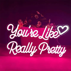 “You're really pretty” LED neon light up wall decorative lamp bedroom party wedding beauty store decoration gift USB powered