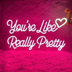 “You're really pretty” LED neon light up wall decorative lamp bedroom party wedding beauty store decoration gift USB powered