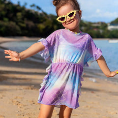 Kids Girls Casual Mesh Cover Up Dress Bikini Beach Bathing Swimming Cover Up Beachwear Baby Girls Swimsuit