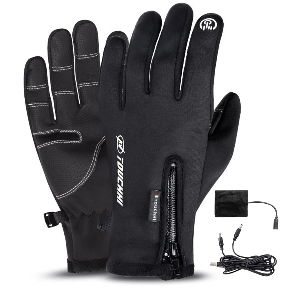 Sports Gloves Winter Men Women Touch Screen Gloves Motorcycle Fleece Zipper Warm Waterproof Cycling Windproof Non-slip Gloves