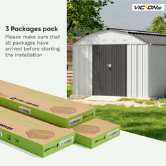 Victone 10'x12' Barn Style Metal Storage Shed for Outdoor, Steel Yard Shed with Design of Lockable Doors, Utility and Tools