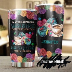 Crochet And Coffee Personalized Stainless Steel Tumbler-Crochet Knitting Tumbler -Special Birthday Gift - Gift For Her Present For Crocheter
