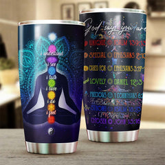 Hexagram Seven Chakra Tapestry Meditation I Understand I See I Feel Stainless Steel Tumbler- Yoga Tumbler -Birthday Gift - Gift For Women
