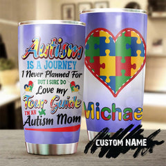 Autism Is A Journey Love Mom Personalized Steel Tumbler- Autism Tumbler -Mother'S Day Gift- Gift For Autism Parent - Gift For Autism Child
