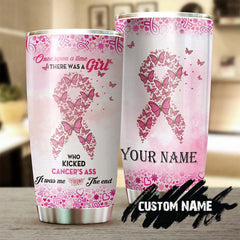 Breast Cancer Survivor Girl Personalized Steel Tumbler-Breast Cancer Tumbler -Pink Ribbon Tumbler-Cancer Treatment Care Gift - Gift For Her
