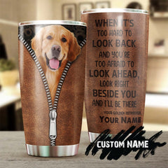 Golden Retriever Sunflower When Its Too Hard To Look Back Personalized Tumbler-Sunflower Tumbler-Gift For Golden Retriever Dog Lover Dog Mom