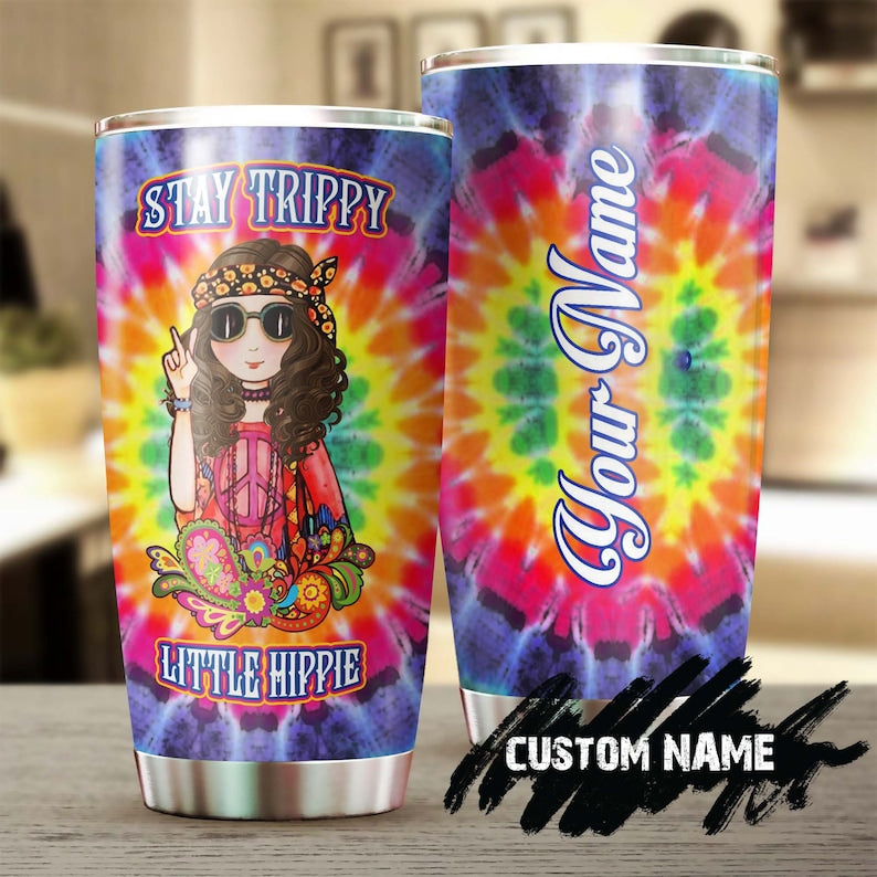 Hippie Woman Don'T Worry Be Hippie Personalized Tumbler-Boho Tumbler-Gypsy Gift Bohemian Gift For Her Gift For Hippie Friend