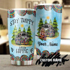 Girl Stay Trippy Little Hippie Hippie Van Personalized Tumbler-Boho Tumbler-Gypsy Gift Bohemian Gift For Her Gift For Him For Hippie Friend