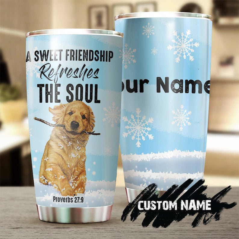 Golden Retriever Bible Personalized Custom Dog Tumbler-Gift For Golden Retriever Mom Dad-Gift For Golden Retriever Lover Christian Gift