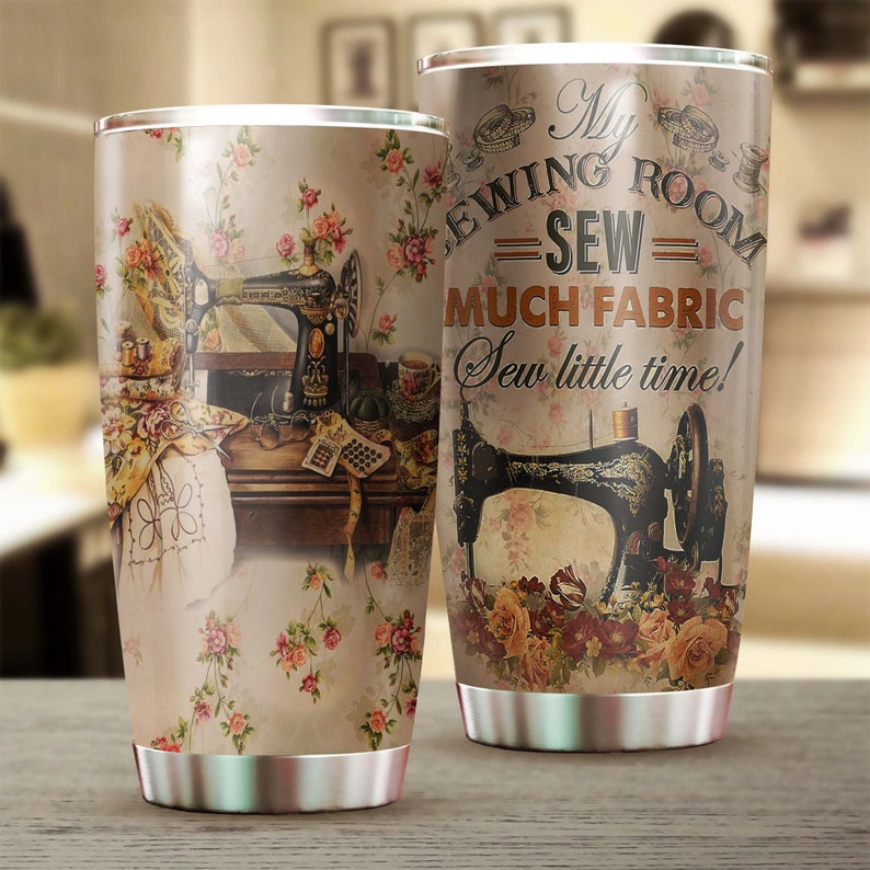 Sewing Machine Vintage Stainless Steel Tumbler- Sewing Tumbler -Birthday Gift - Gift For Women - Sewing Gift - Sewer Present