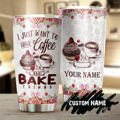 Cake Making Drink Coffee And Bake Things Personalized Stainless Steel Tumbler - Coffee Tumbler - Baking Tumbler-Baker Gift - Gift For Her