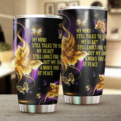 Sparkle Golden Butterfly Memorial My Mind Still Talks To You Personalized Tumbler-Unique Gift-Memorial Gift For Butterfly Lover For Her