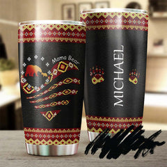 Mom Mama Bear Cute Heart Bear Paws Personalized Tumbler-Birthday Gift Christmas Gift Mother'S Day Gift For Mom From Son Daughter